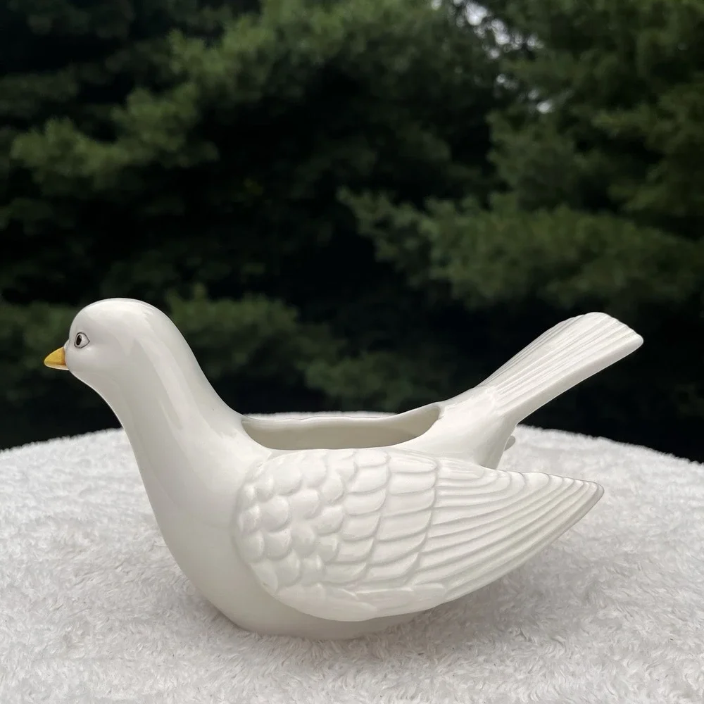 Vintage Napcoware Japan White Dove Bird Planter Ceramic Figurine Vase 5